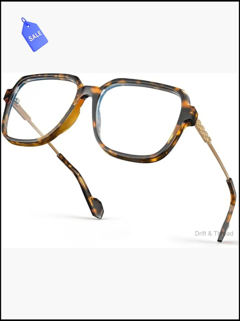 Oversized Square Blue Light Blocking Glasses for Women TR90 Frame UV400 HD